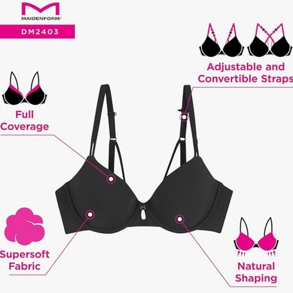 34B Maidenform Underwire Everyday Luxe T-Shirt Full Coverage Bra - Picture 5 of 9